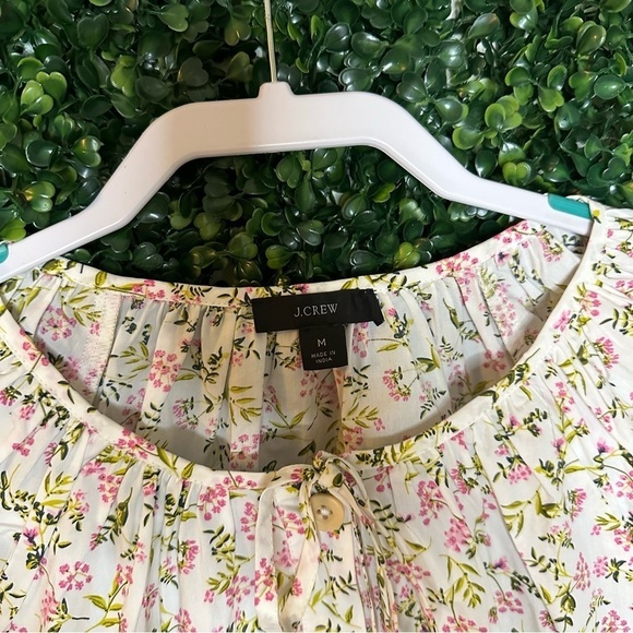 J Crew Tie-Sleeve Button-Front Poplin Top Meadow Floral Size M - Picture 4 of 15